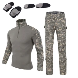Uniforme de camuflaje táctico para exteriores, camisa de Paintball Airsoft G2 G3, traje de ropa de rana, rodilleras, coderas, monos