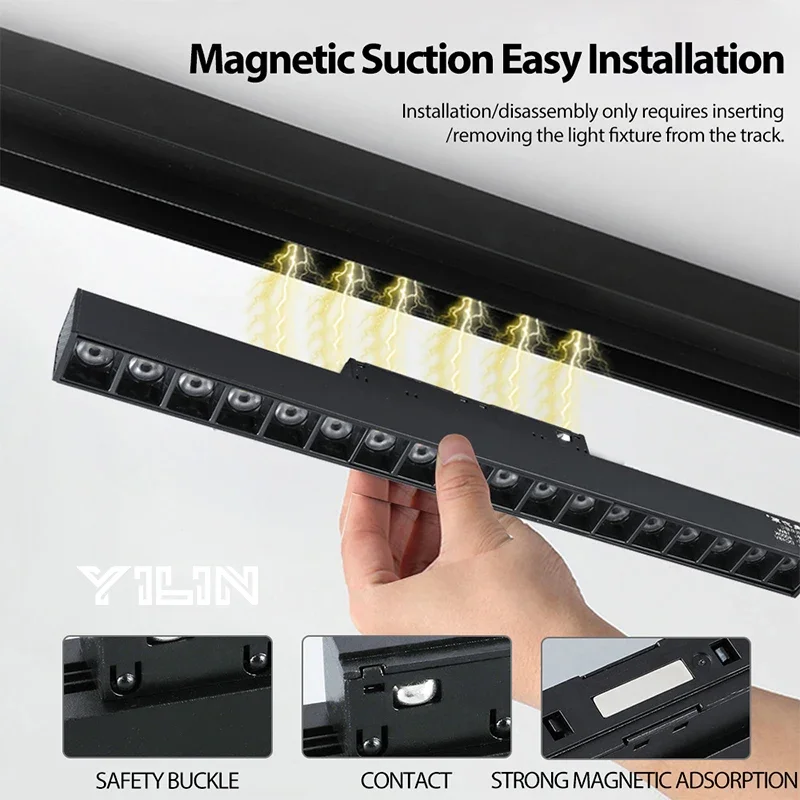 LED Magnet Track Light Embedded Magnetic COB Linear Spotlight Rail Ceil Lamp Living Room Without Main Light Lighting Grille Lamp
