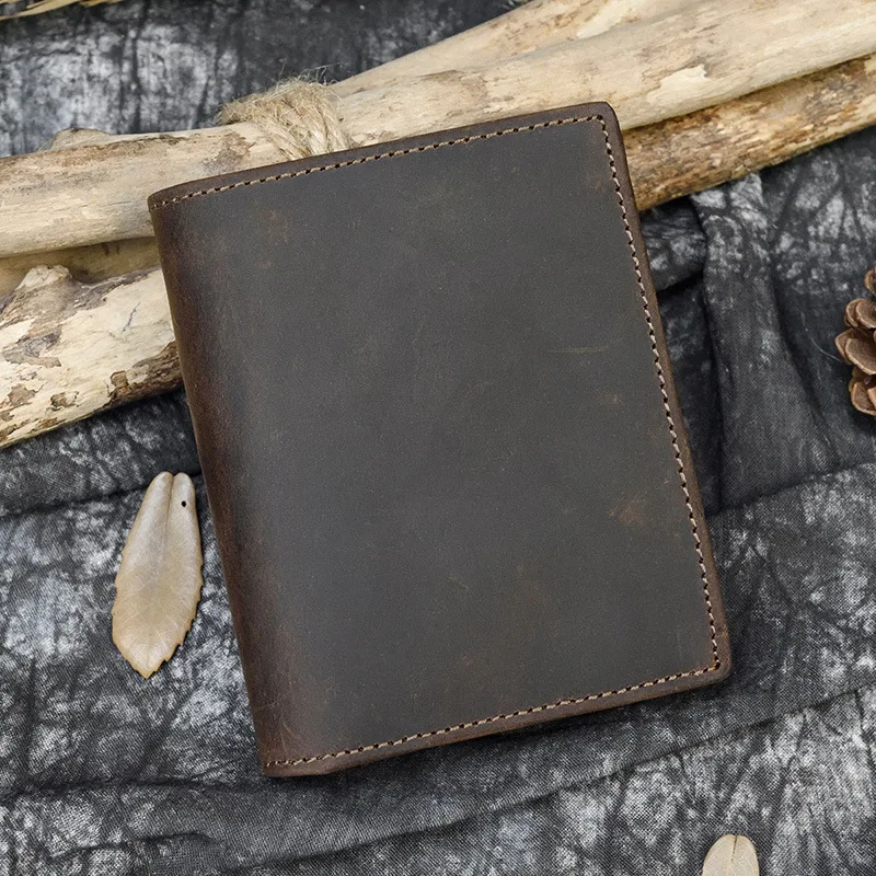 Genuine Leather Short Wallet for Men and Women, Multiple Card Slots, Money Clip with Coin Pocket