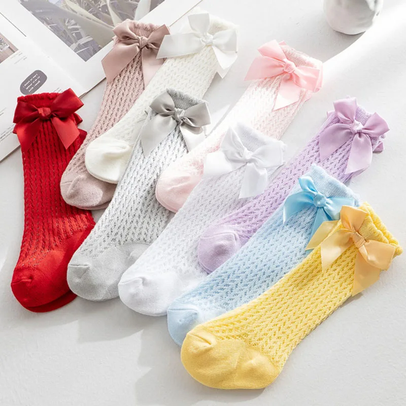 

New New Spring Summer Girls Baby Sweet Socks Fashion Big Bow Cute Mesh Socks Kids Girl Princess Knee High Socks Leg Warmers