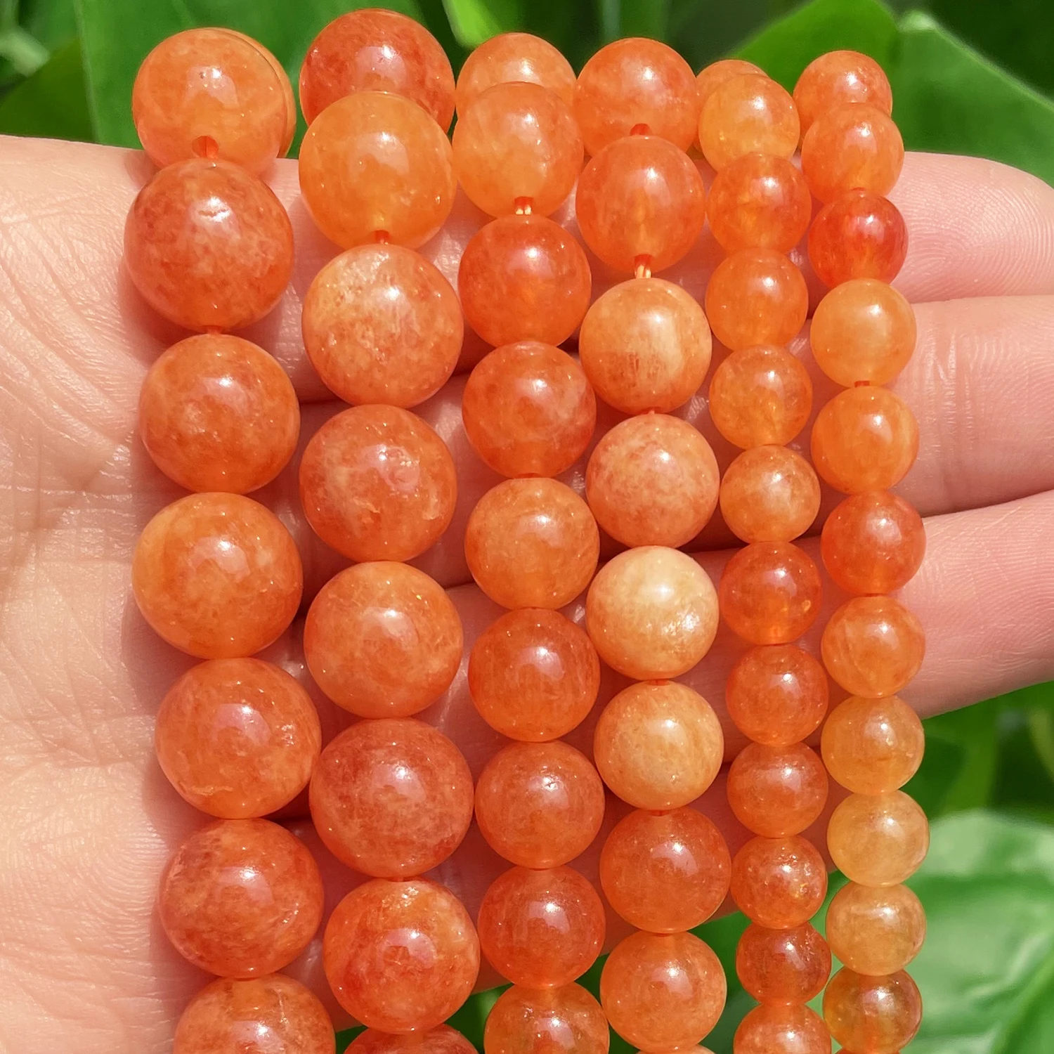 

6/8/10mm Natural Stone Orange Jade Beads Gemstone Round Loose Spacer Jaspers Beads for Diy Jewelry Bracelet Making 15"inch