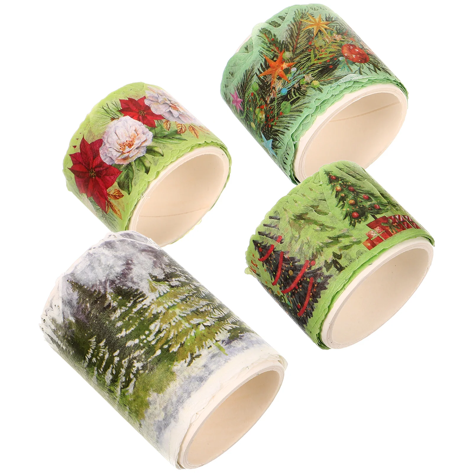 

4 Rolls of DIY Christmas Washi Tape Masking Tape Decorative Self-Adhesive Paper Tape for Christmas