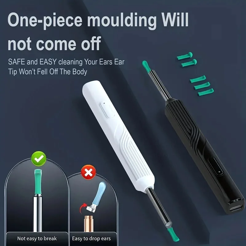 스마트 비주얼 귀 클리너 귀 스틱 검이경, USB C 충전 내시경, 왁스 제거 도구, 귀이개 미니 카메라, 건강 관리 세트, 1296P