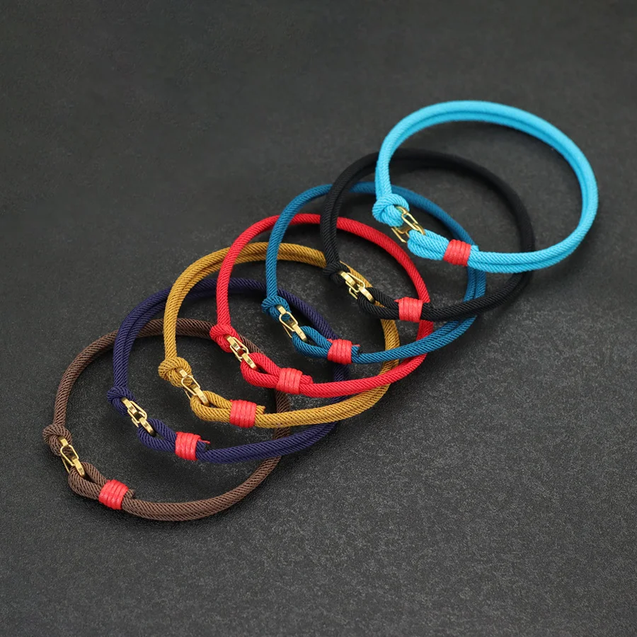 Stainless Steel Thin Rope Bracelet For Men With S Buckle