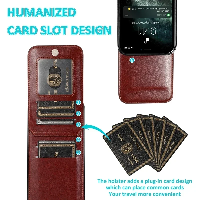 Elegant Leather Flip Wallet Case with Card Holder - Premium Business Cover