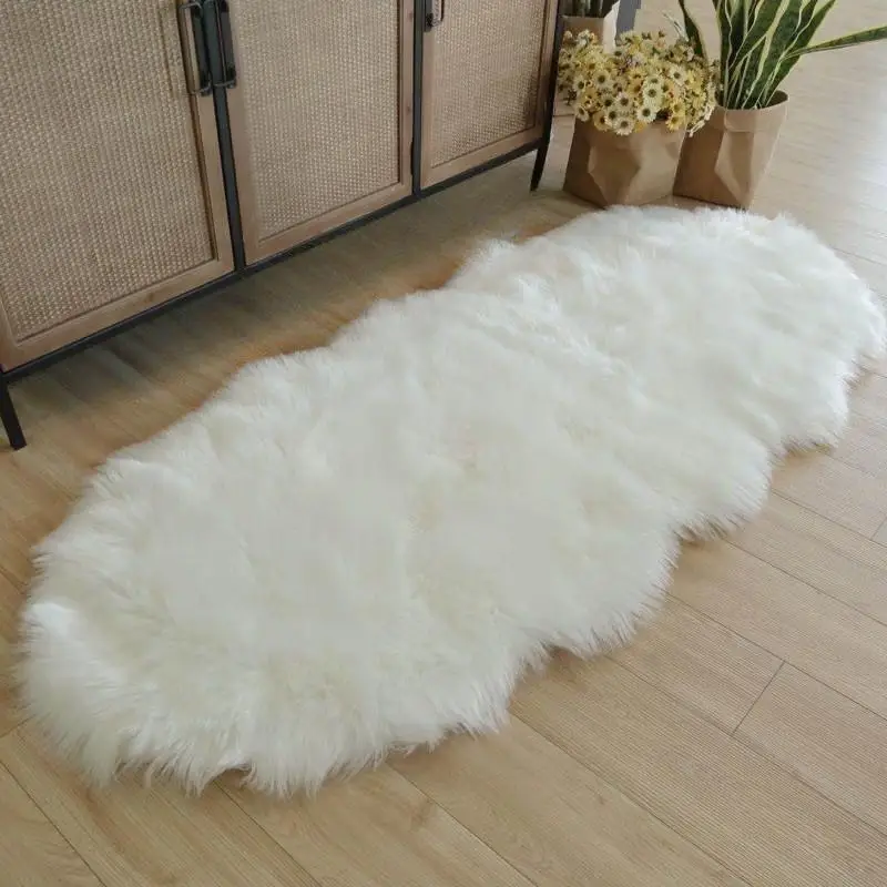 1Pcs 60x100cm Imitation Wool Fluffy Carpet with Wavy Edges Plush Floor Mat Sofa Bedside Blanket Home Decor 2