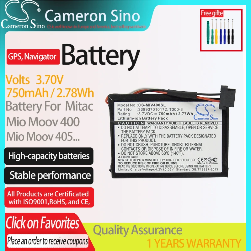Cameronsino Battery For Mitac Mio Moov 400 Mio Moov 405 M1100 Fits  338937010172 T300-3,gps Navigator Battery. - Rechargeable Batteries -  AliExpress