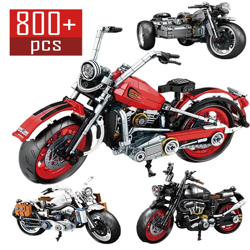 Retro Technische Rennwagen Motorrad Moto City Bausteine Racing Motorrad Fahrzeuge Ziegel DIY Spielzeug für Kinder Geschenke