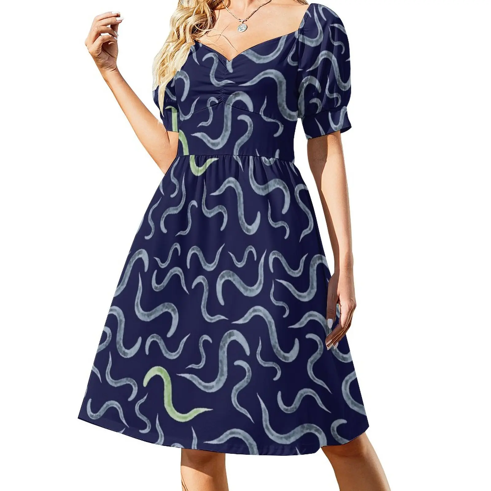 Caenorhabditis elegans Model Organism Biology Pattern Sleeveless Dress long dress women Women's summer long dress