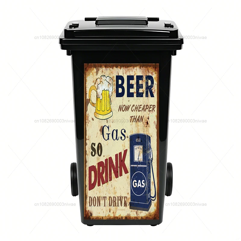 Trash Can Sticker Beer pattern series outdoor trash can stickers decorative murals PVC waterproof and oil resistant stickers