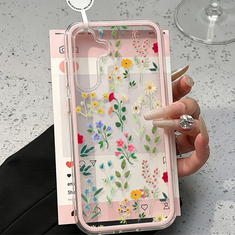 Pink Floral Transparent Phone Case Cover