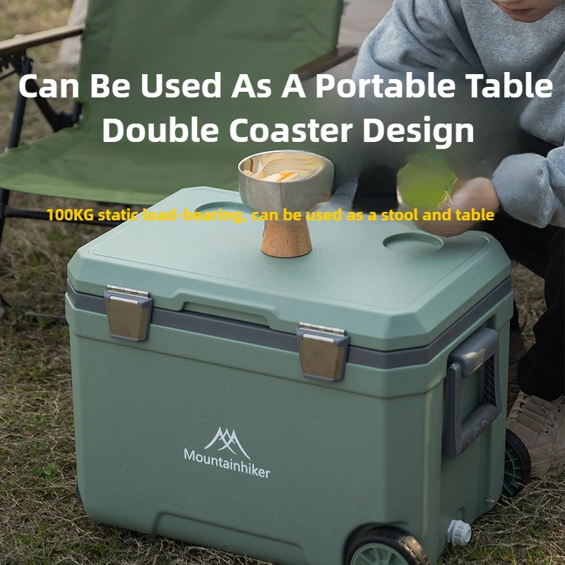MOUNTAINHIKER Outdoor Camping Insulated Refrigerated Box for Fishing Household Preservation Portable Pull RodCar Storage Box 45L