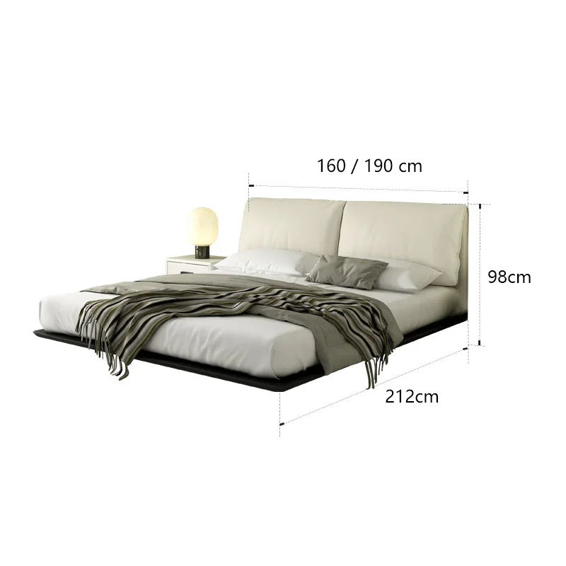 Italian Simple Suspension Bed Modern Simple Leather Bed Small Family Master Bedroom Double 1.5M/1.8M Soft Bag Wedding