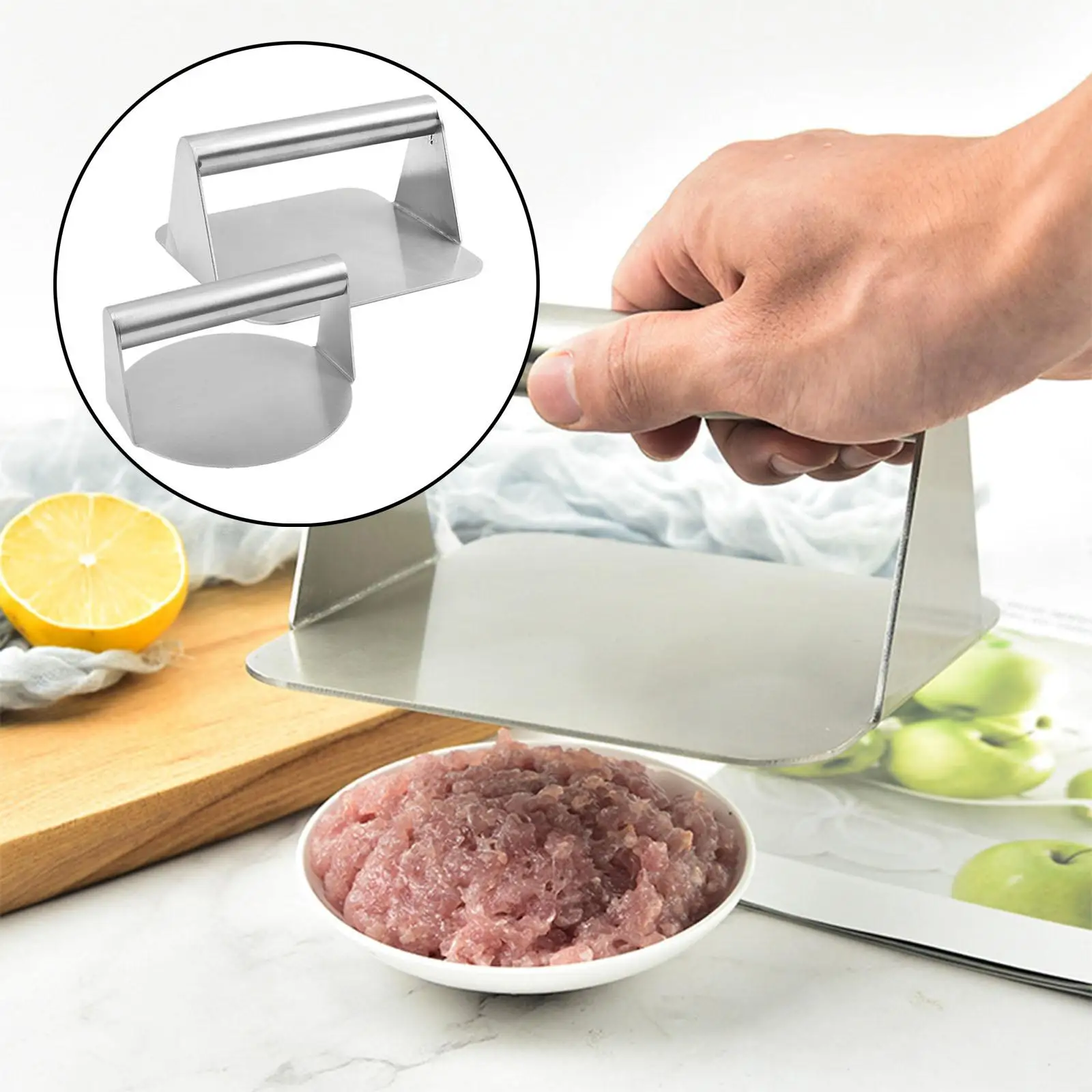 2 Manual Burger Press Meat Smasher Bacon Rustless Accessories Kitchen Tools