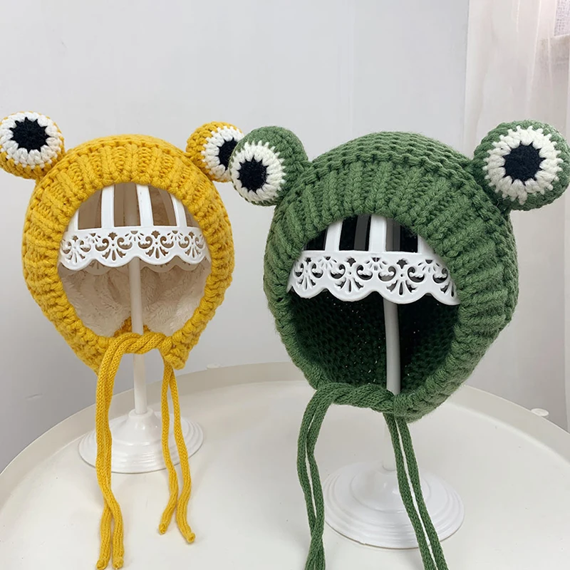 Winter Cute Children Frog Hat Crochet Knitted Hat Costume Cap Baby Kids ...