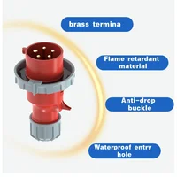 สายไฟฟ้า 32A 3 ขา 2P+E พร้อมปลั๊กและเต้ารับกันน้ำสำหรับงานกลางแจ้ง ปลั๊กอุตสาหกรรม 220V-440V IP67 แบบตัวผู้และตัวเมีย 3