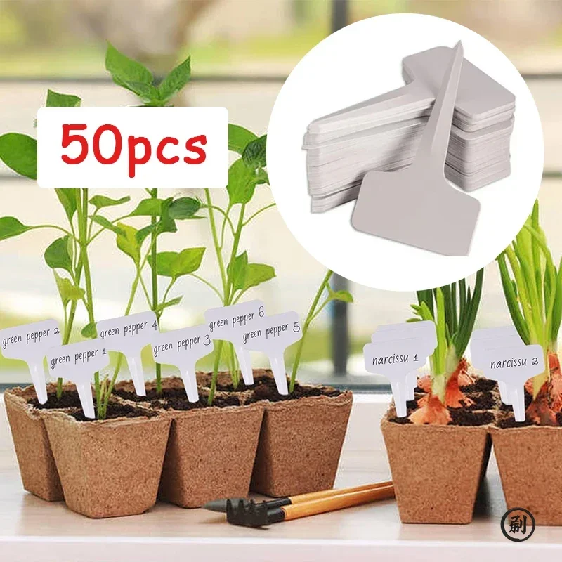 50pcs T-Type Plant Label Markers Waterproof PVC Garden Plants Classification