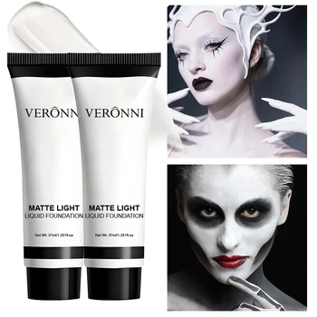 Fondotinta professionale per il viso bianco, impermeabile, finitura opaca, per fotografia, clown, trucco gotico, usura 24 ore, cosmetici dall'aspetto naturale