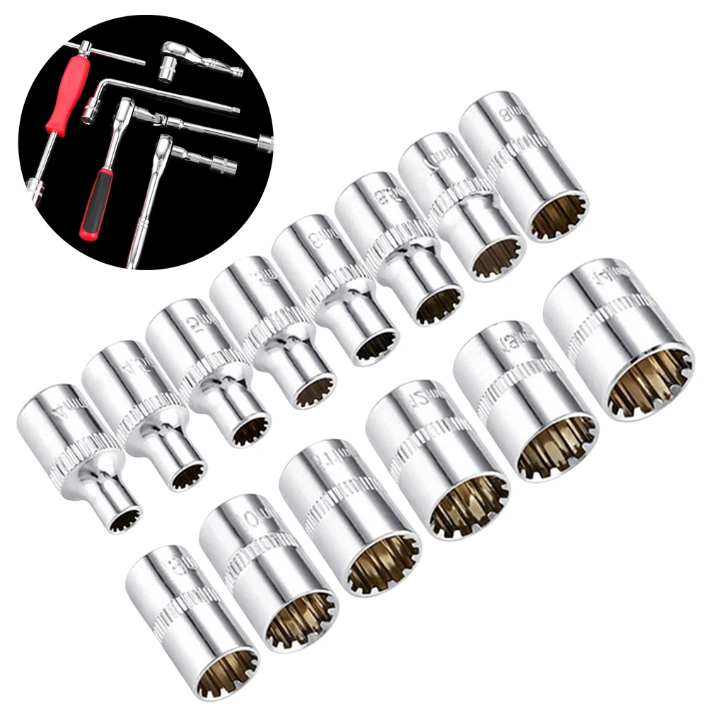 

12 Point Socket Bit Socket Wrench Set Hex Metric 1/4 Drive Torx Bit Ratchet Wrench Adapter 4/4.5/5/5.5/6/7/9/10/11/12/13/14mm