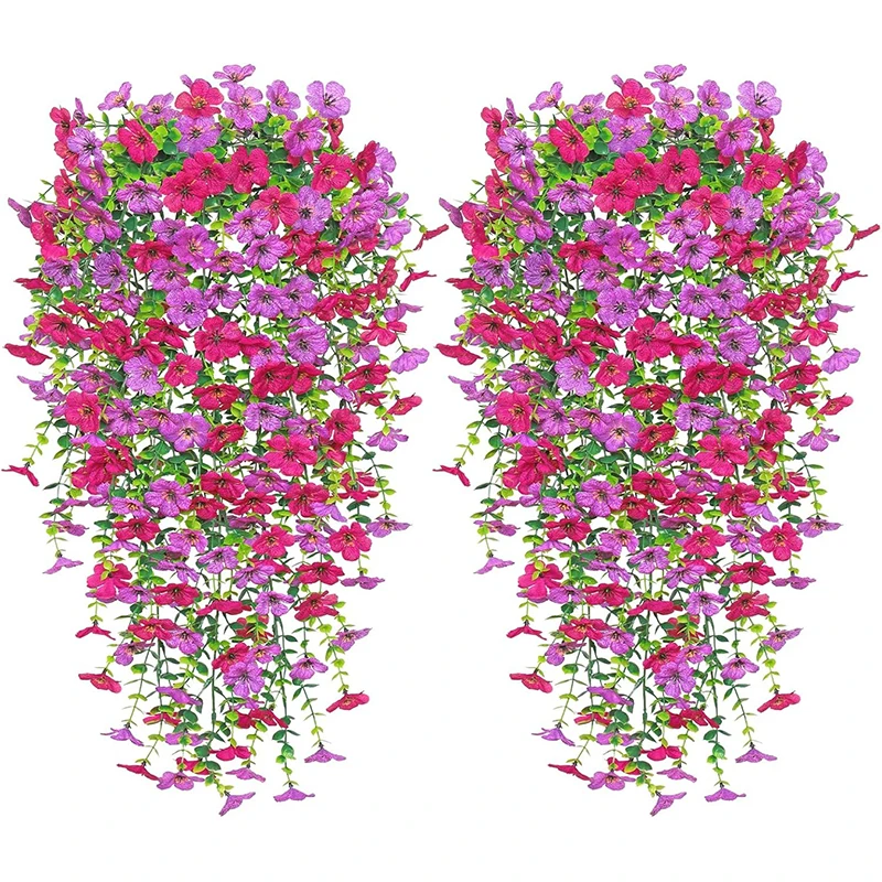1/2 Stücke Künstliche Morning Glory Eukalyptus Wandbehang Gefälschte Violette Pflanzen Hängende Blumenranken für Hausgarten Hochzeiten Dekor