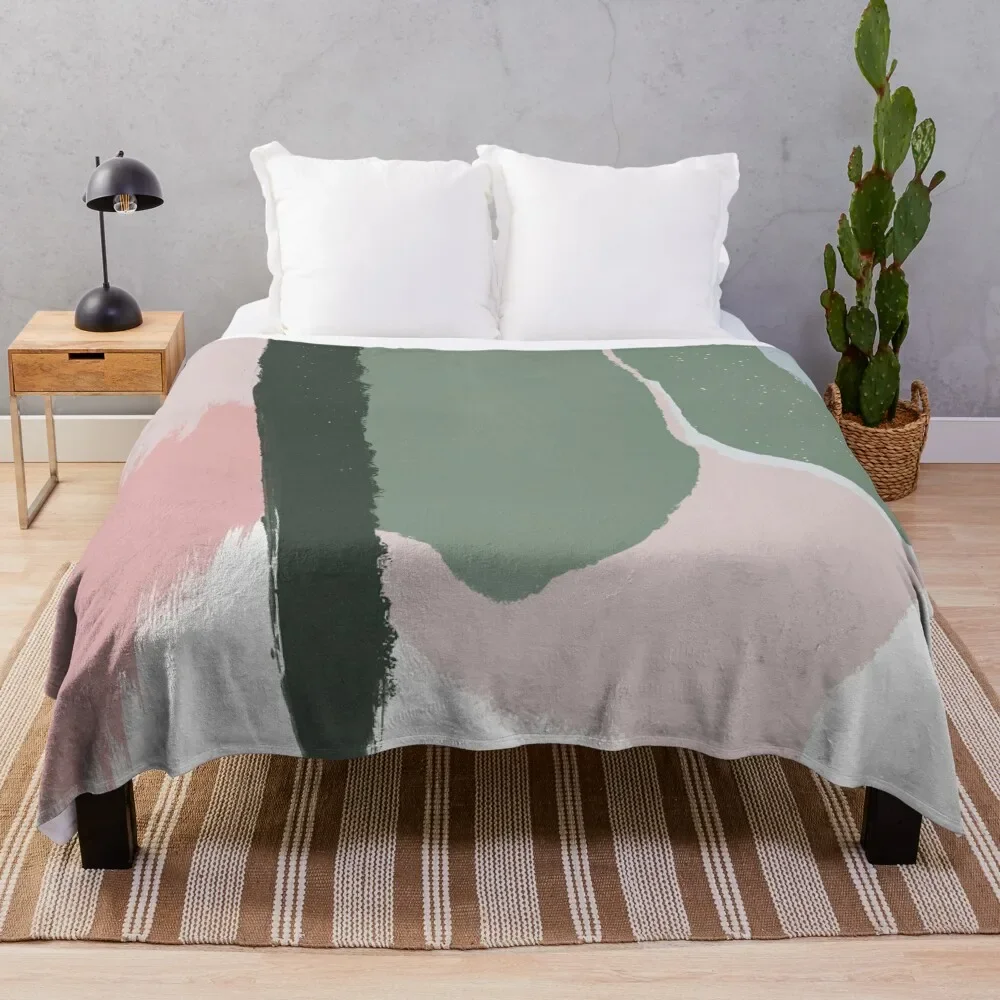 

Abstract Art Paint Brush Strokes in Blush Pink & Sage Green Throw Blanket Soft Beds Soft Blankets