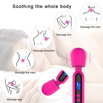 Big Massage stick  Led Display Timing AV Vibrator 10 frequency Vibrate 4 Speeds Female Masturbator Adult Massage Products 5