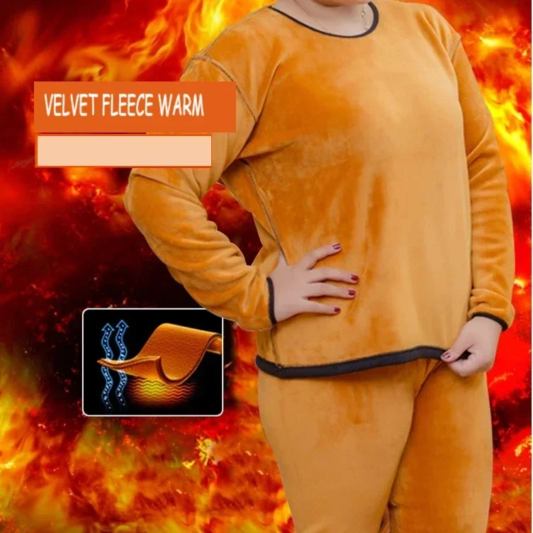 Thermal Underwear Set Men Thicken Winter Keep Warm Thermal Underwear Sets 9XL Size Men Cotton Velvet Thick Tights Fleece Top + Pants Warm Thermo Suits