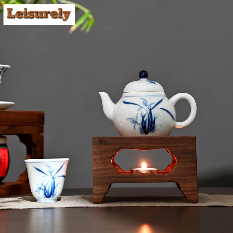 Zen Walnut Four Legged Warm Tea Stove Handamde Solid Wood Candle Heating Base Chinese Style Cooker Tea Aromatherapy Tea Ceremony