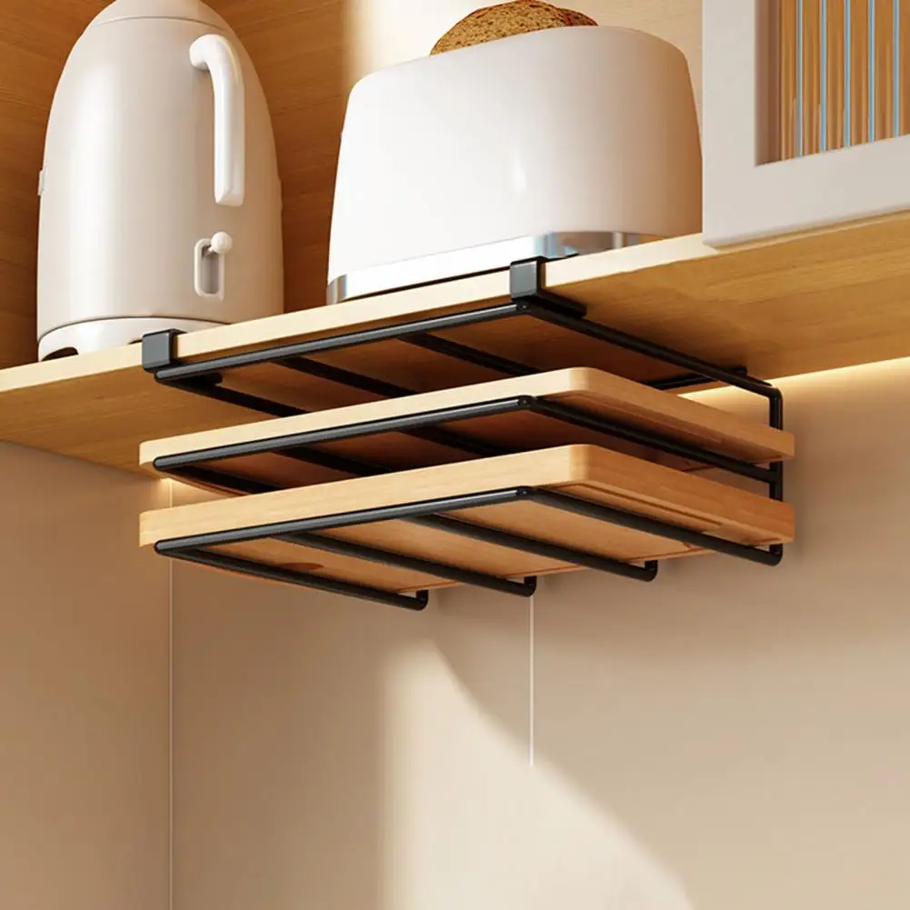 Chopping Board Rack Under-Cabinet Cutting Board Holder Strong Load-bearing Easy to Install Heavy-Duty Cutting Hanging Rack