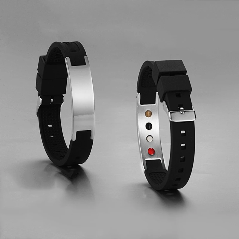 Bracelet en silicone magnétique noir