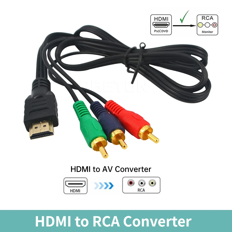 1M HDMI to AV Scaler Adapter HD Video Composite Converter Box HD to RCA AV/CVSB L/R Video 1080P 4K30HZ Support NTSC PAL vga to av converter