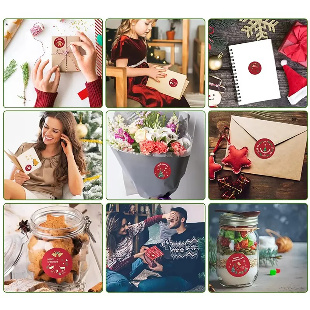 500Pcs Christmas Stickers Seal Labels Merry Christmas Theme Stickers For DIY Gift Baking Package Envelope Stationery Decoration