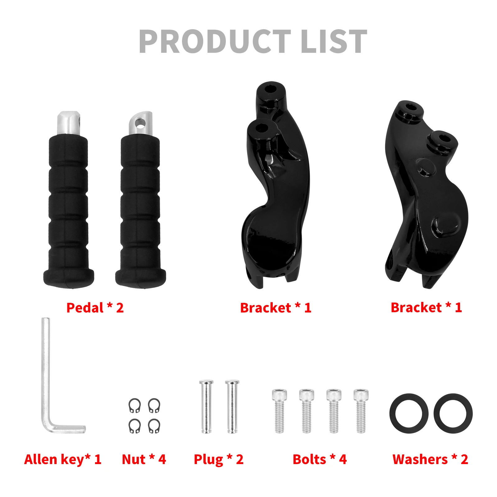 Motorcycle Rear Footrest Passenger Foot Pegs Mounting Bracket Black 2x For Indian Scout Bobber-Scout Sixty -