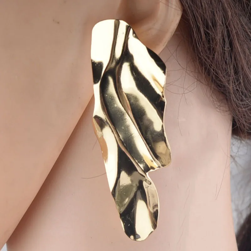 Übertriebene unregelmäßige Metall-Ohrringe für Frauen, große geometrische Statement-Punk-Persönlichkeit, hängende Ohrringe, coole Sachen – Detail 2