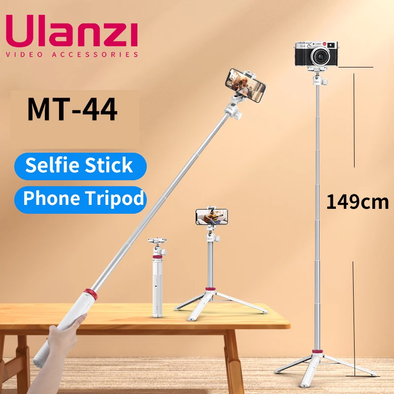 Ulanzi MT-44 1.46M Extend Selfie Stick Tripods Tripod With phone Clamp For Cameras Cellphone Samsung iPhone Huawei Xiaomi Stand