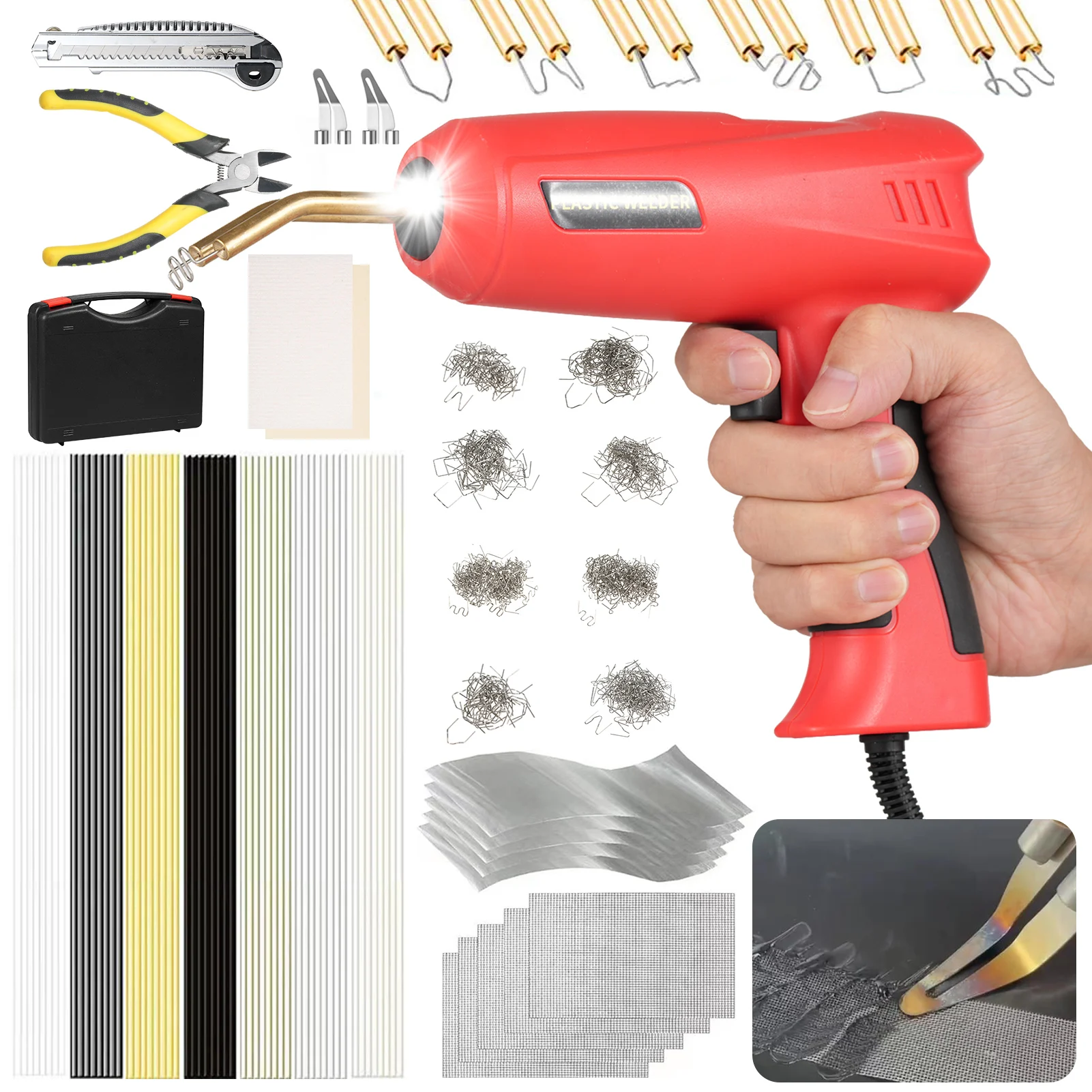 

150W Plastic Welder 2 in 1 Handheld Hot Stapler Machine PP Plastic Welding Rods Car Bumper Repair Kit For Most Plastic Repair