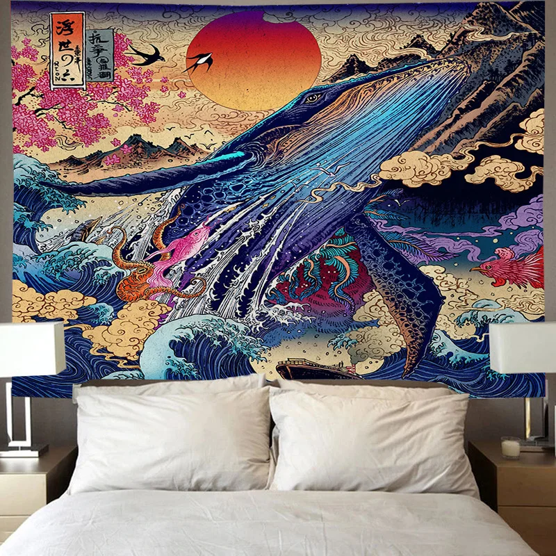 

Psychedelic Dolphin Tapestry 3D All Over Printed Tapestrying Rectangular Home Decor Wall Hanging 02