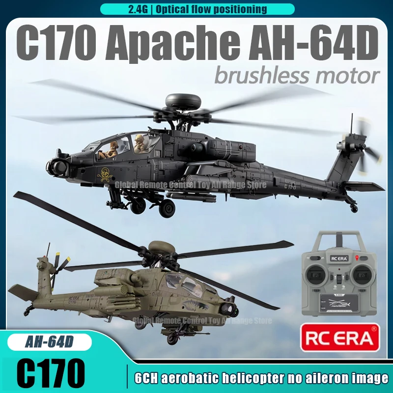 RC ERA C170 RC Helicopter 1:48 Apache Brushless Stunt Armed 6CH RC Helicopter Model with 6-axis Gyroscope Stabilization Toy Gift - 2