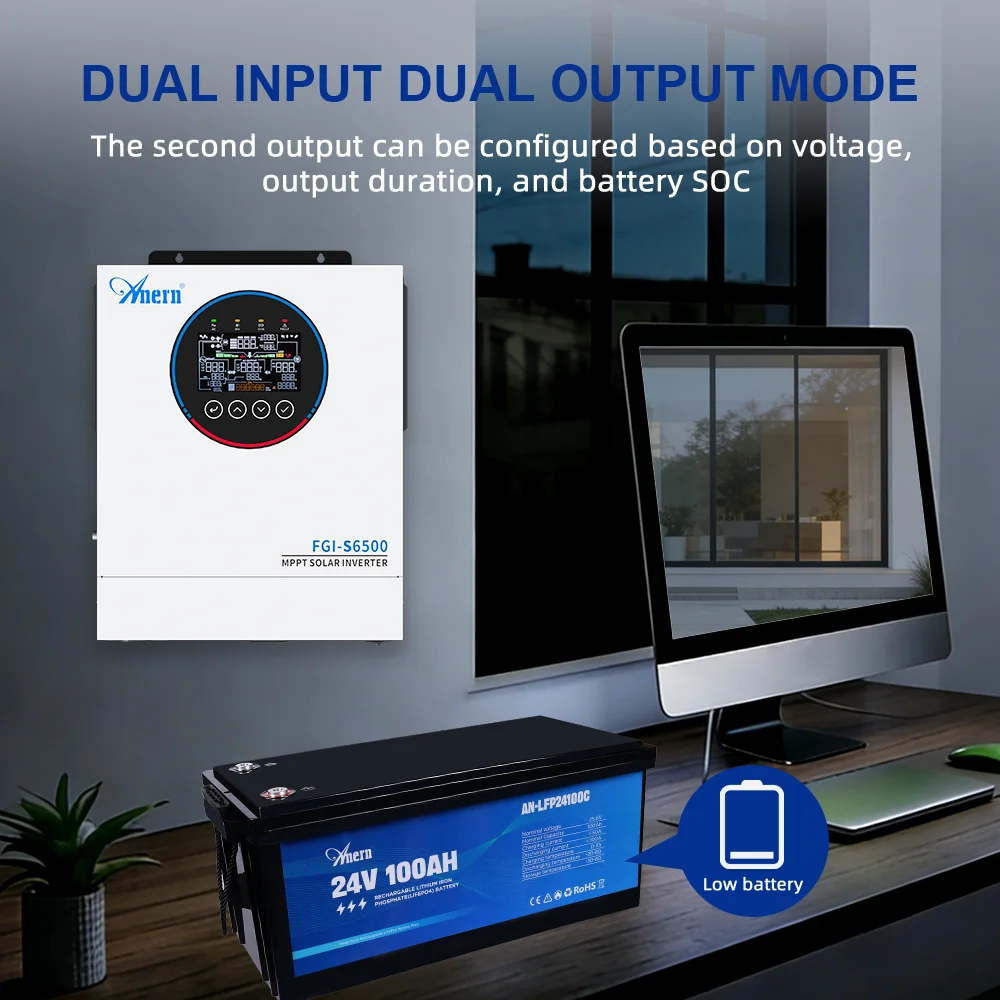 아네른 12KW 하이브리드 태양광 인버터 오프그리드 48Vdc 160A MPPT 듀얼 PV 입력 듀얼 AC 출력 WIFI 지원 순수 사인파 인버터