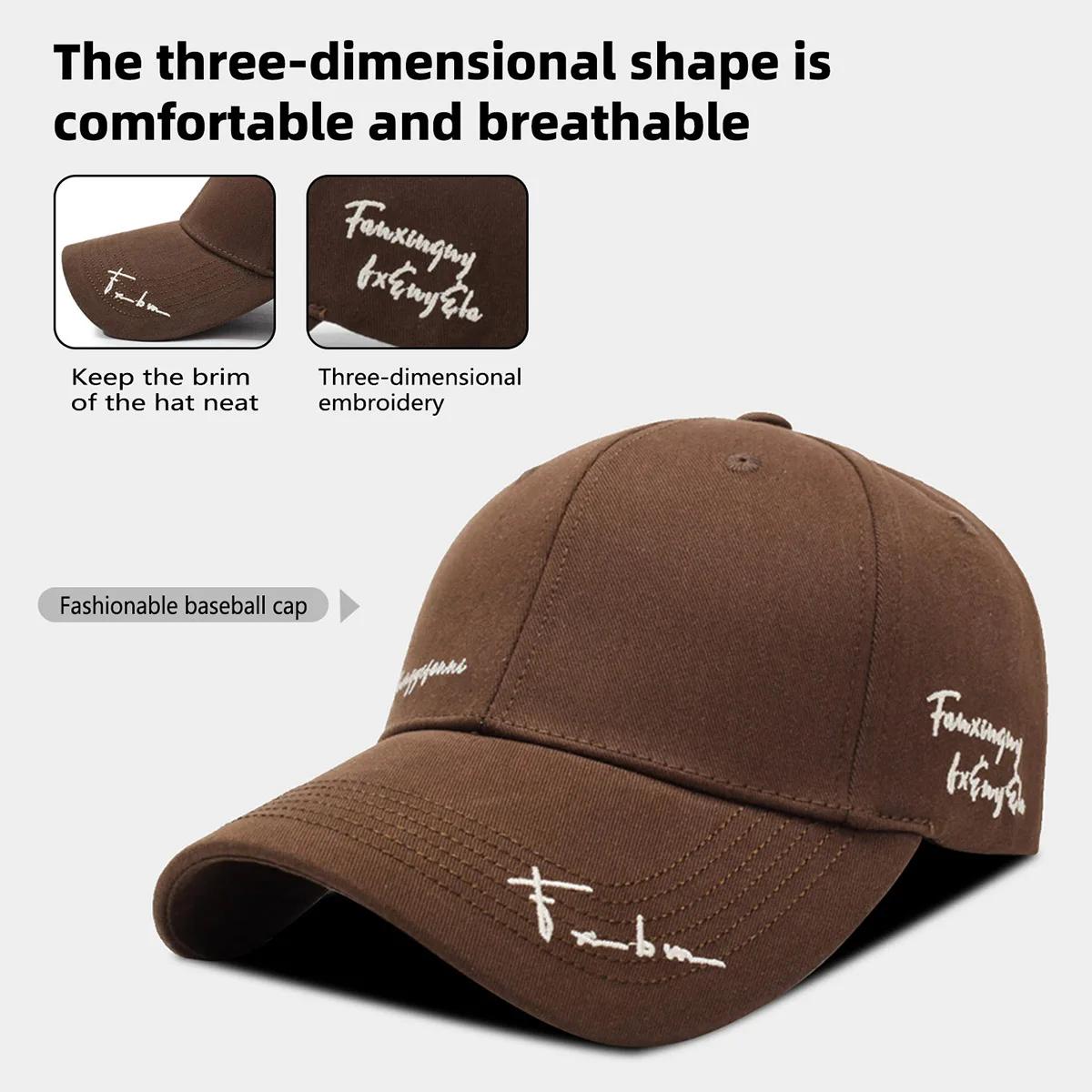 Deep Top Big Head Baseball Cap for Women 2025 New Style Face-Showing Small Enlarged Wide Brim Duck Tongue Hat Summer Sun Protection Hat Embroidered Letters Fashionable Men