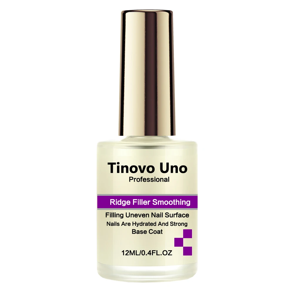 Tinovo Uno Ridge Filler Smooth Base Coat Keratin Nail Strengthener Imperfections Concealer 12ML Manicure Repair Damaged Nails