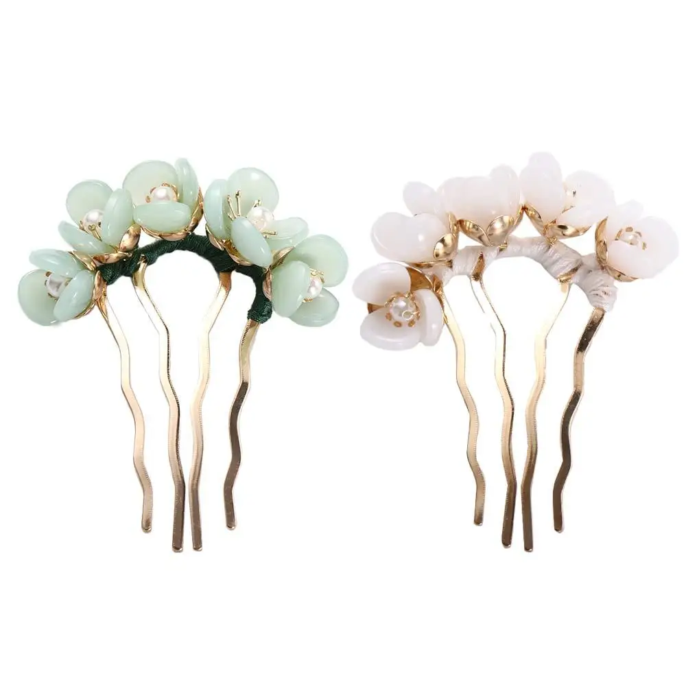 

Cute Sweet Trendy Disk Hair Headwear For Women Hanfu For Girls U Shaped Hairpin Hair Fork Hair Accessories Flowers Hair Stick