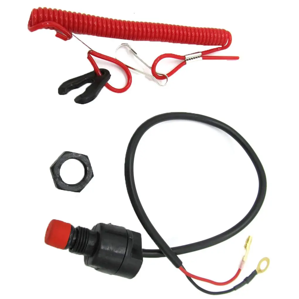 

Boat Motor Emergency Kill Stop Switch for Yamaha /Tohatsu Outboard Stop Kill Switch Cut Off Switches with Safety Tether Lanyard