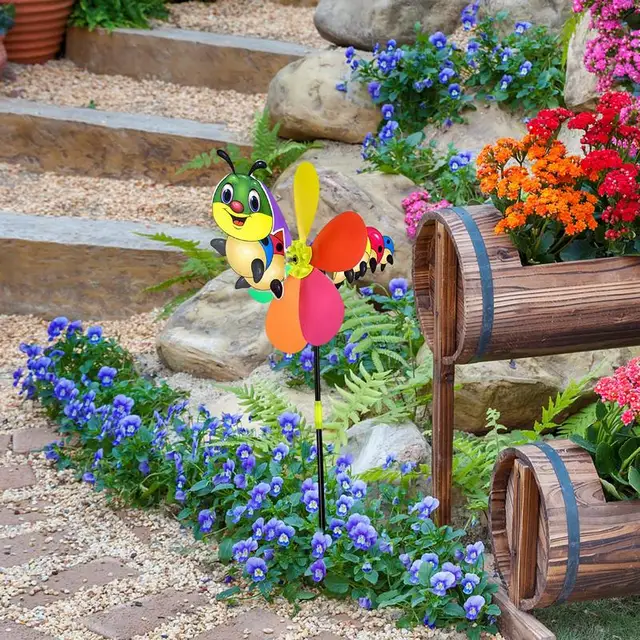 Kerti Pinwheels Rajzfilm Állati Ördög Szélű Fonó Szélmalom Játék Dekoratív Tét Szabadtéri Kertészeti Művészet Szeszélyes Gyerekek Ajándékok - Image 4