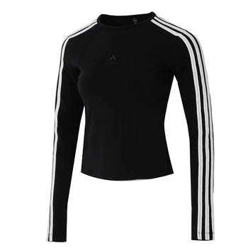 Adidas Women's Long-Sleeved T-Shirt, Fashionable Outdoor Sports and Leisure, Waist-Cinching, Slimming, Round-Neck Top Jn0755 1