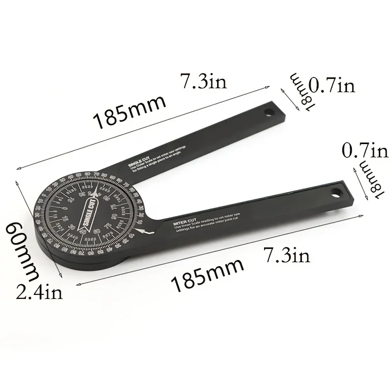 Professional Miter Saw Saw Protractor 7-Inch Inch Angle Finder Precision Laser Engraved Scales Gauge Corner Woodworking