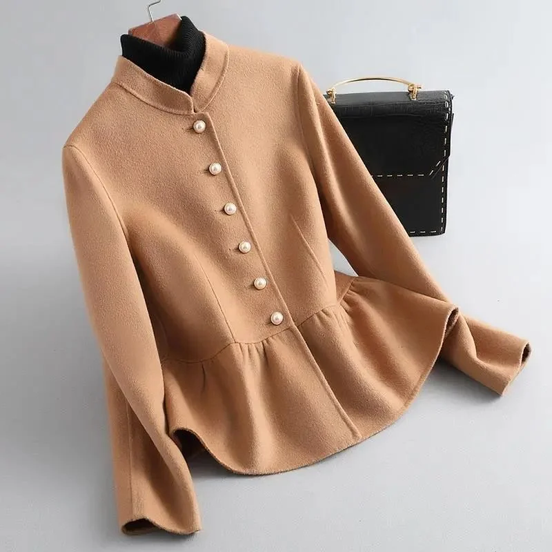 

Cardigan Female 2023 Autumn/Winter Wool Coat Short Women Imitation Wool Coat Korean Version Small Double sided Cashmere Coat Top