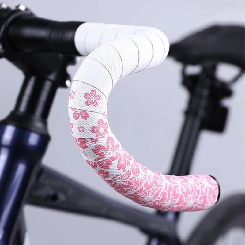 Bike Bar Tape Sakura Pattern Road Bicycle Handlebar Cover Comfortable Bike Handles Strap Anti Slip Shock Handles Tape for Gravel bicycle handlebar strap bike handlebar tape bicycle handlebar bicycle grips