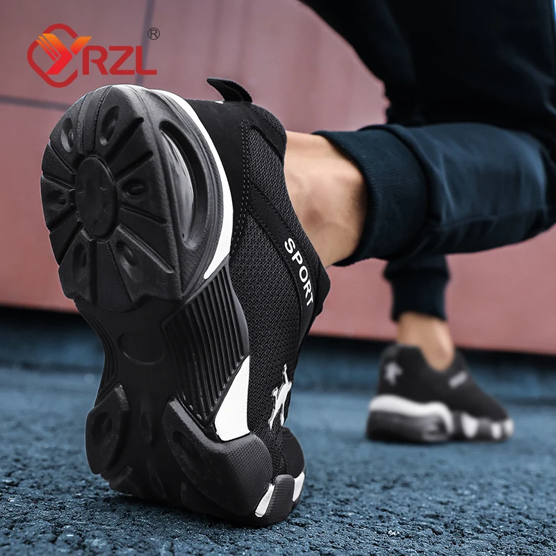 YRZL Fashion Men Sneakers Lightweight Casual Air Cushion Shoes High Quality Breathable Mesh Footwear Lace Up Sport Shoe for Male