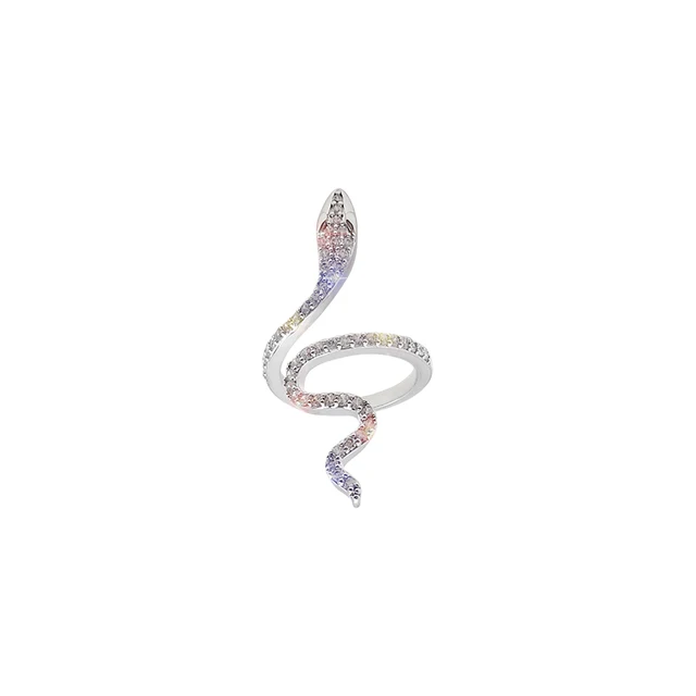 Anillo de serpiente abierto con diamantes de imitación góticos, anillos ajustables de animales, reptiles para hombres, mujeres, moda Punk, niños, niñas, regalos de joyería de cumpleaños - Image 6